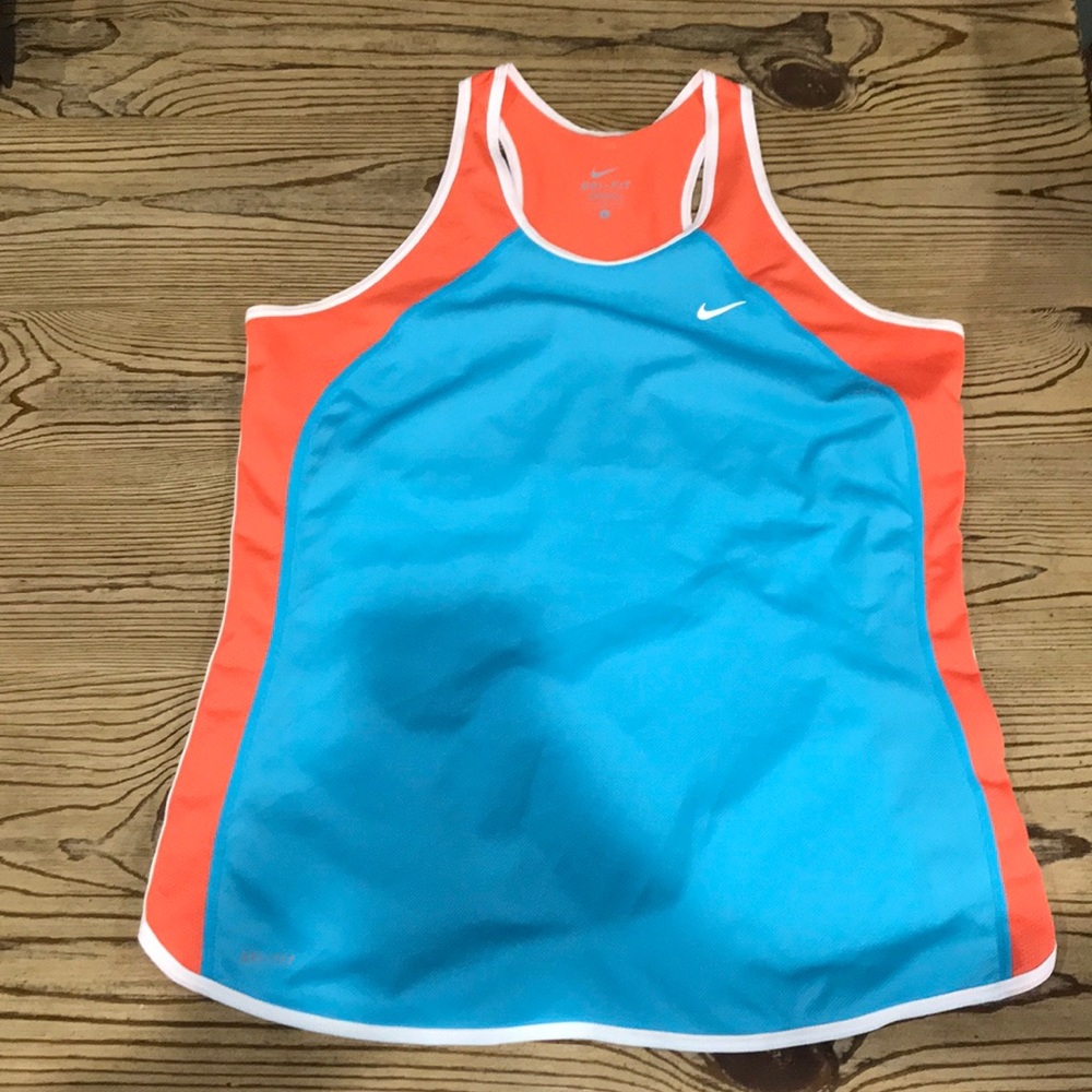 Nike Dri-Fit Orange Blue Workout Exercise Tank